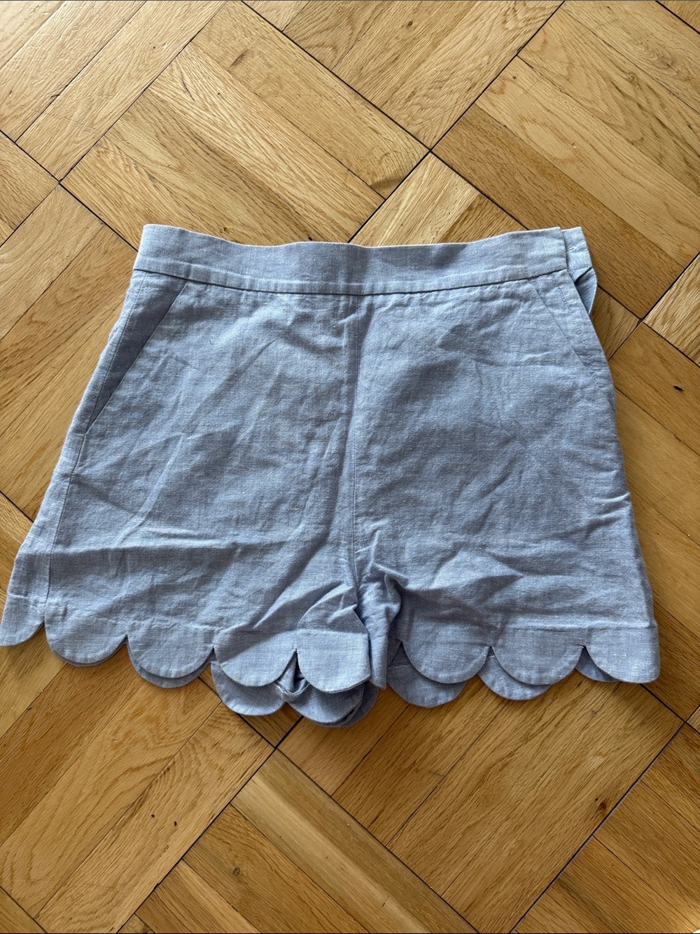 & Other Stories Pale Blue High-Waist Scallop Hem Shorts
